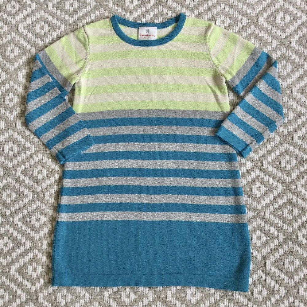Hanna Andersson Striped Aqua Sweater Dress
